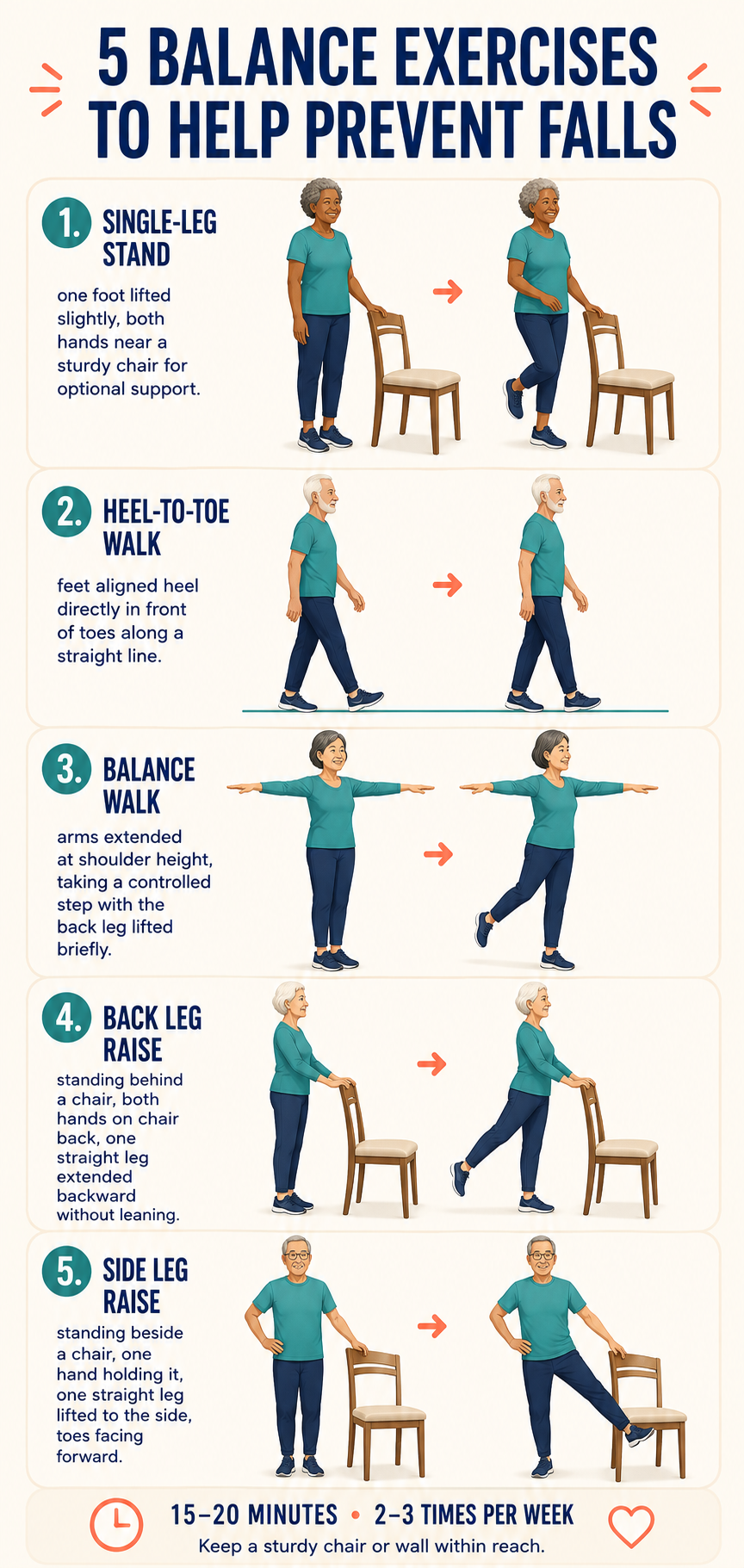 Five balance exercises to help prevent falls in older adults